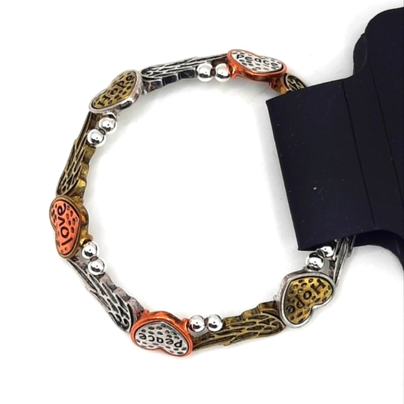 RSVP Peace, Love, and Hope Bangle Bracelet with Angel Wings - Picture 4 of 10